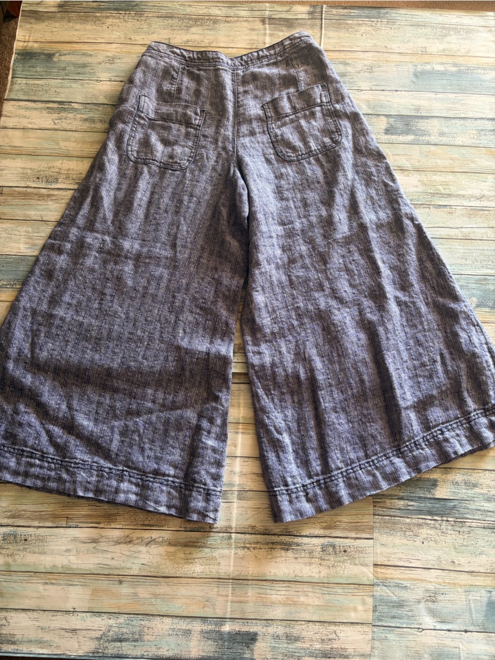 Free People Sani Culotte Wide-Leg Linen Crop Pants Size 2 - Picture 5 of 7